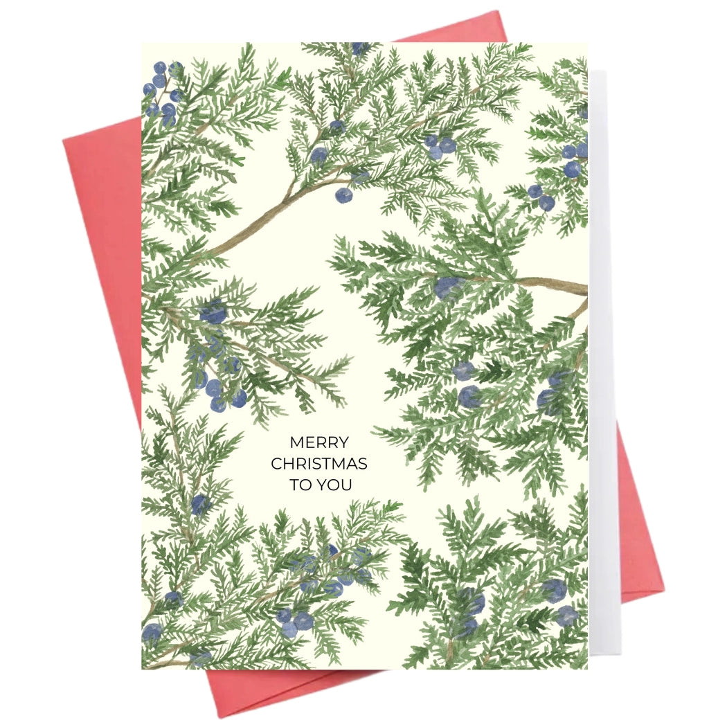 Inkwell Cards - Juniper Plant Merry Christmas - Christmas Greeting Card