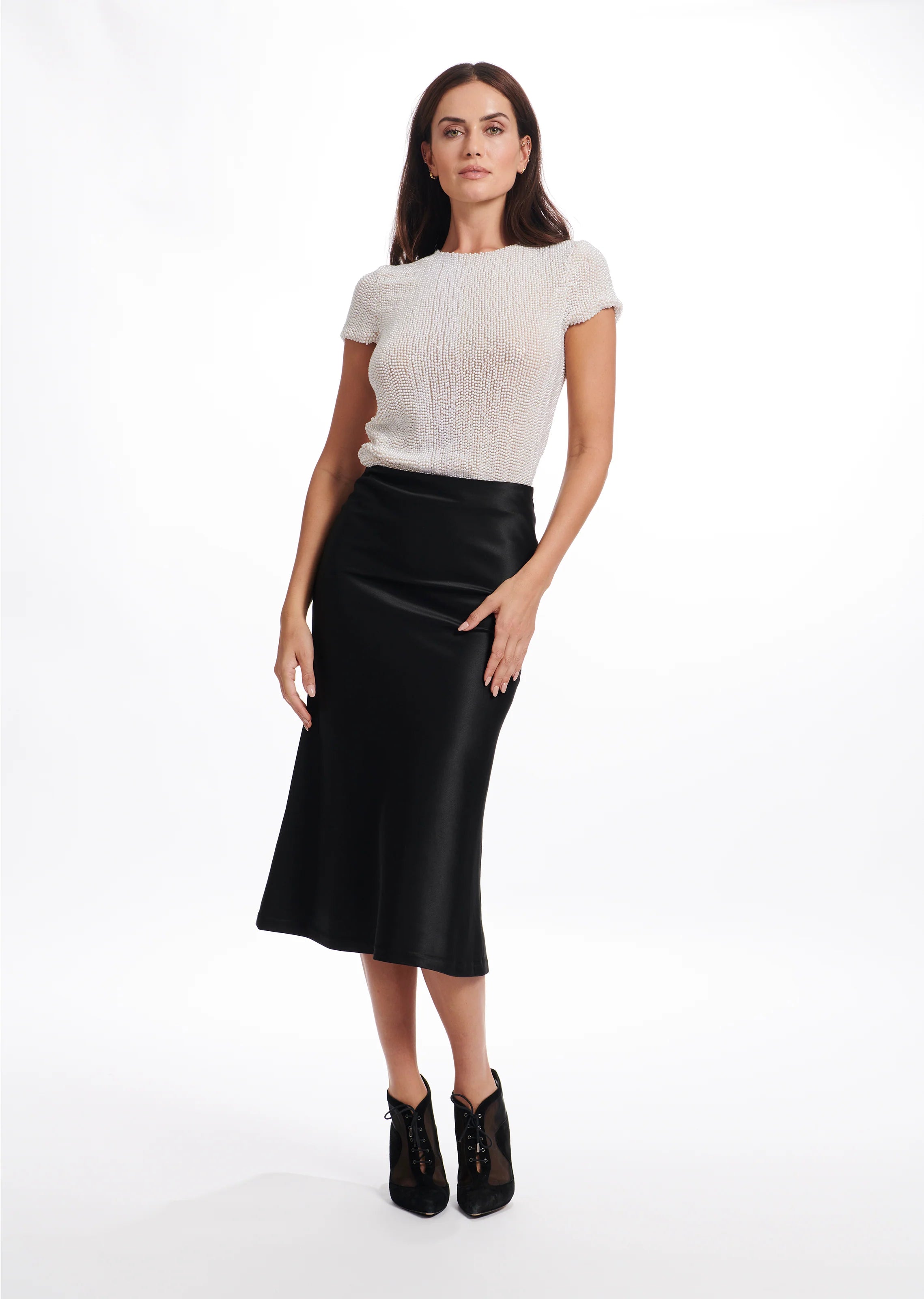 Emily Shalant - Pearl Encrusted Tee in Pearl