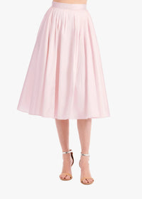 Emily Shalant - Tea Length Pleated Soft Taffeta Skirt in Blush