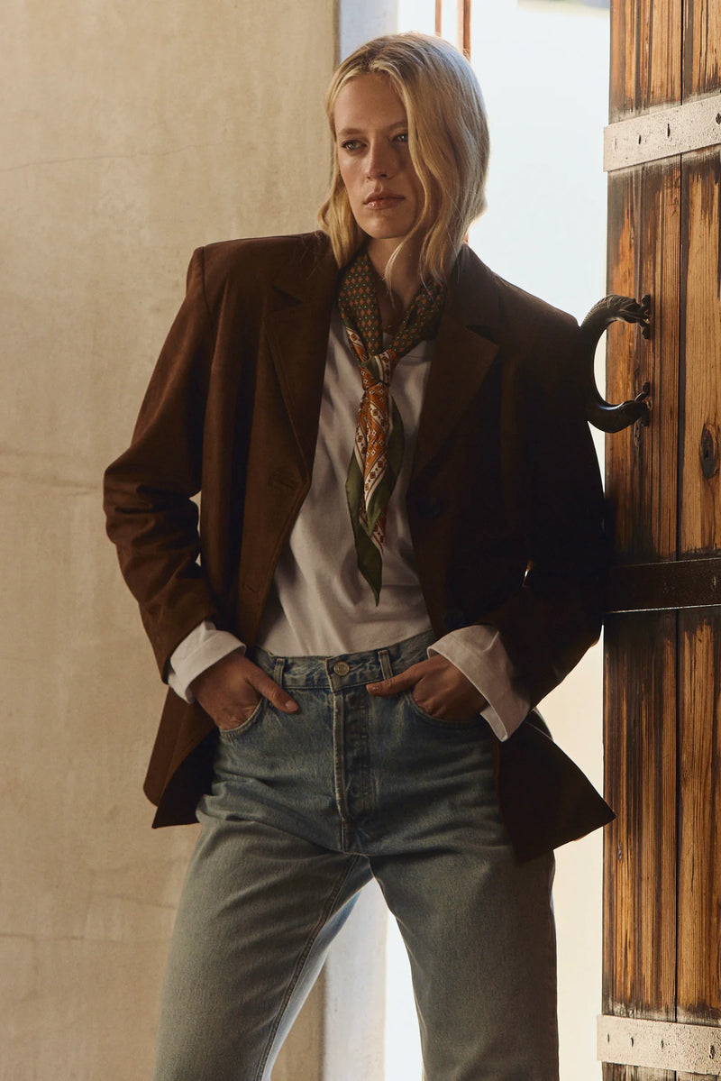 Velvet - Salie - Faux Suede Jacket in Brown