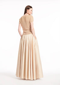 Emily Shalant - Beaded V-Neck Top in Champagne