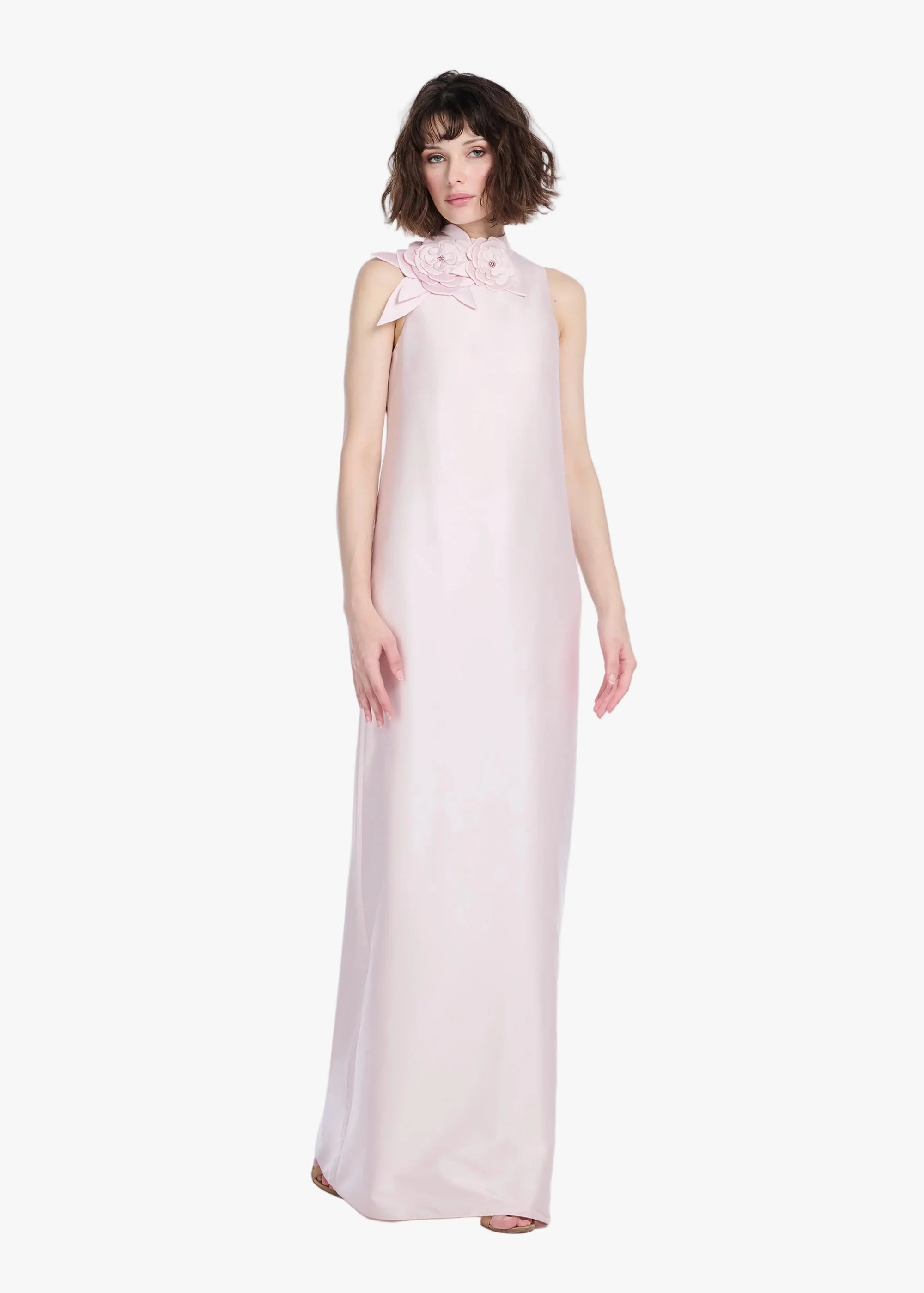 Emily Shalant - Taffeta Sleeveless Gown in Blush