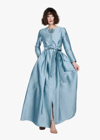 Emily Shalant - Bow Broach Shirt Dress in Light Blue