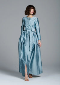 Emily Shalant - Bow Broach Shirt Dress in Light Blue