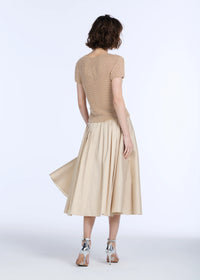 Emily Shalant - Beaded V-Neck Top in Champagne