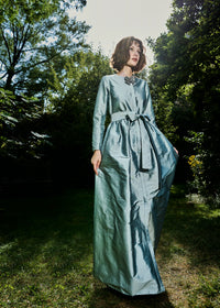Emily Shalant - Bow Broach Shirt Dress in Light Blue
