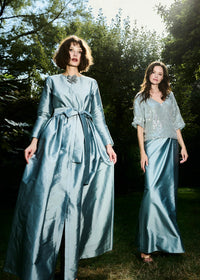 Emily Shalant - Bow Broach Shirt Dress in Light Blue
