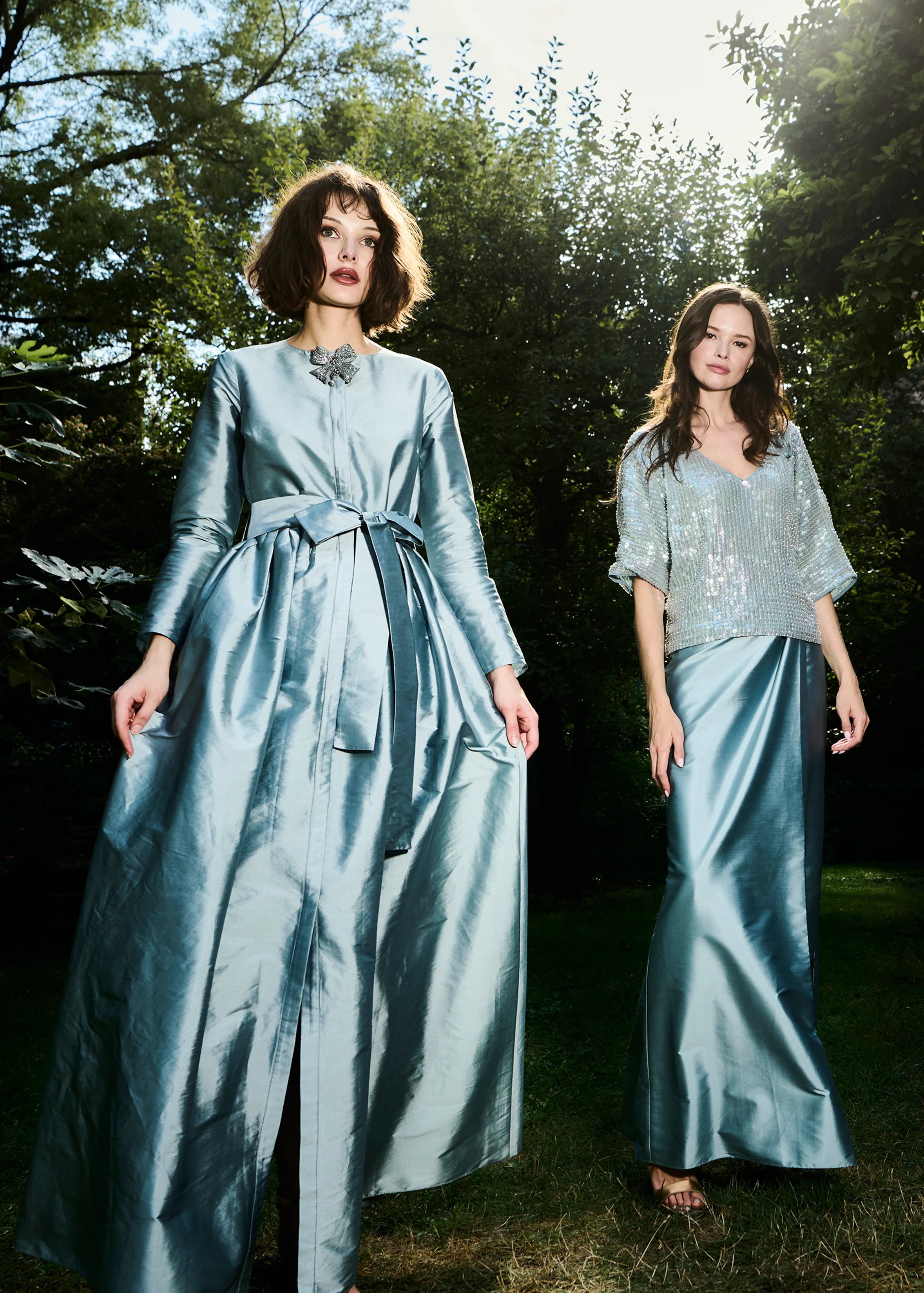 Emily Shalant - Bow Broach Shirt Dress in Light Blue