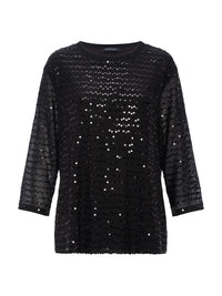Sanctuary - 3/4 Sleeve Sequin Mode Tee in Black