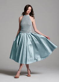 Emily Shalant - Pearl Encrusted Top in Light Blue