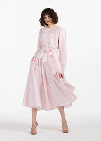 Emily Shalant - Floral Collar Taffeta Blouse in Blush