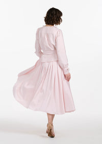 Emily Shalant - Floral Collar Taffeta Blouse in Blush