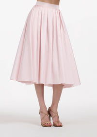 Emily Shalant - Tea Length Pleated Soft Taffeta Skirt in Blush