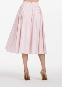 Emily Shalant - Tea Length Pleated Soft Taffeta Skirt in Blush