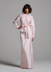 Emily Shalant - Floral Collar Taffeta Blouse in Blush