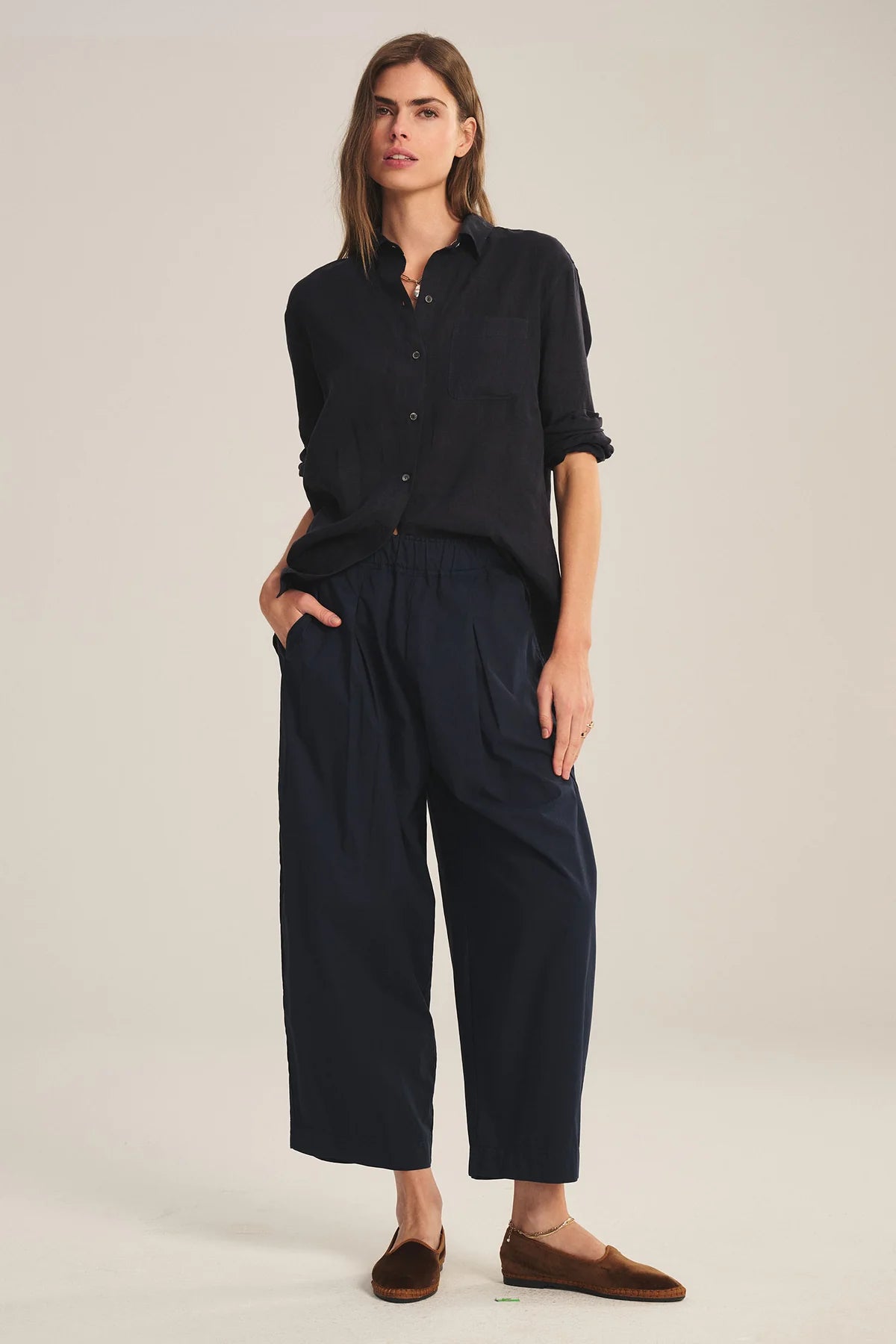Velvet - Easton - Stripe Rib & Poplin Pant