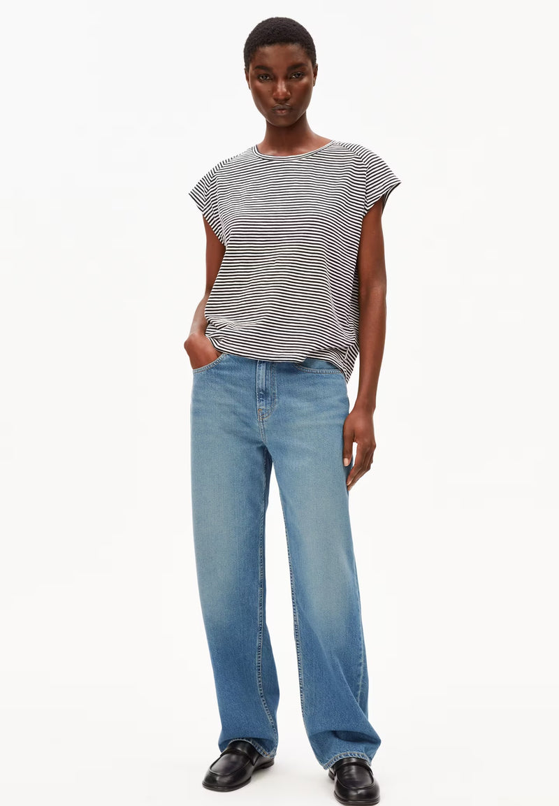 ArmedAngels - Oneliaa Lovely Stripes Tee in Black/Oatmilk