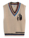 Scotch & Soda - Logo V-Neck Knit Vest in Light Calico