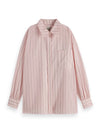 Scotch & Soda - Striped Girlfriend Poplin Shirt in Pink/Charcoal Stripe