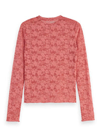 Scotch & Soda - Floral Lace Long Sleeve Shirt in Dusty Red