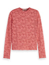 Scotch & Soda - Floral Lace Long Sleeve Shirt in Dusty Red