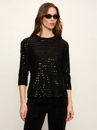 Sanctuary - 3/4 Sleeve Sequin Mode Tee in Black