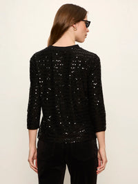 Sanctuary - 3/4 Sleeve Sequin Mode Tee in Black