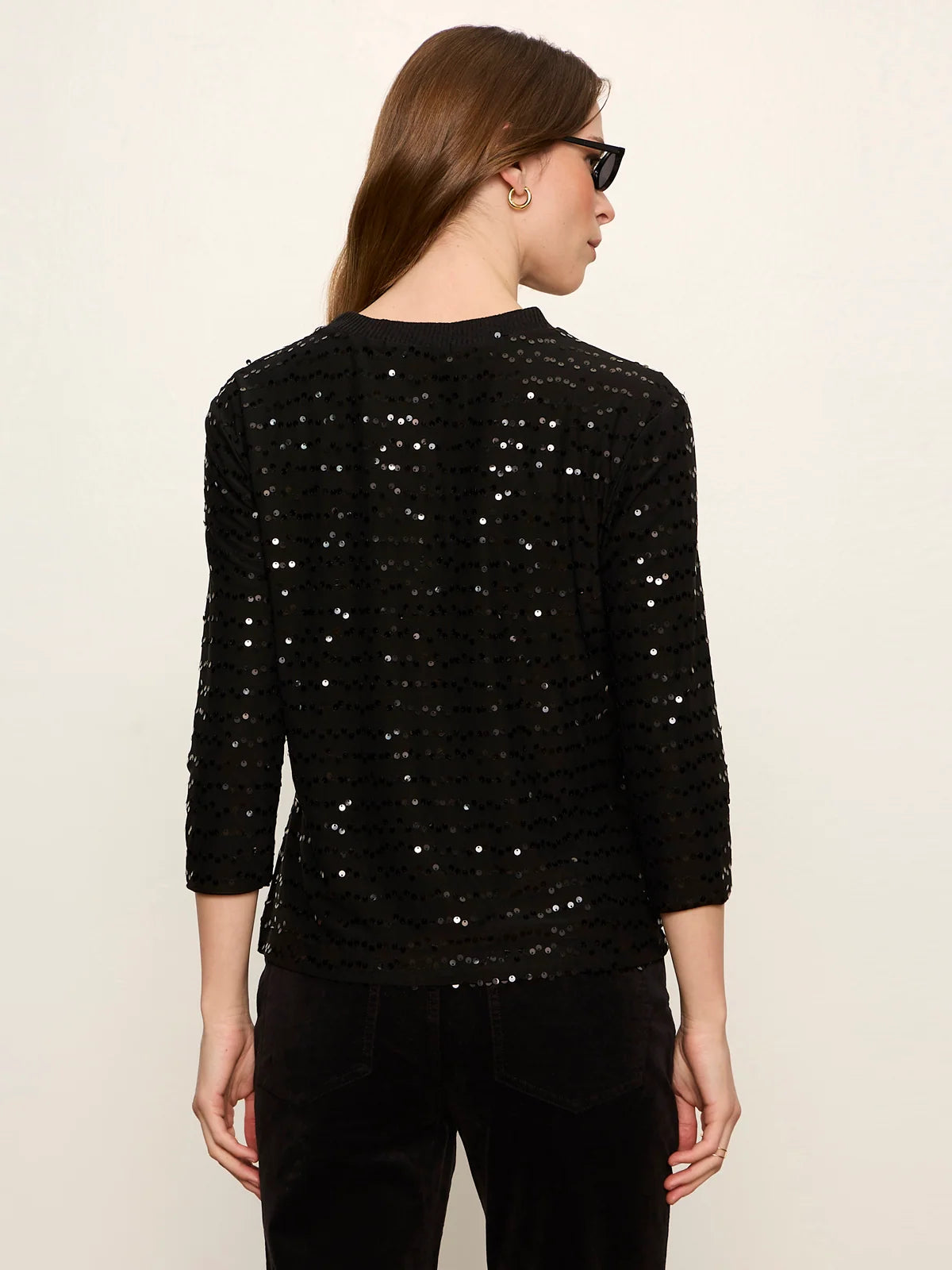 Sanctuary - 3/4 Sleeve Sequin Mode Tee in Black