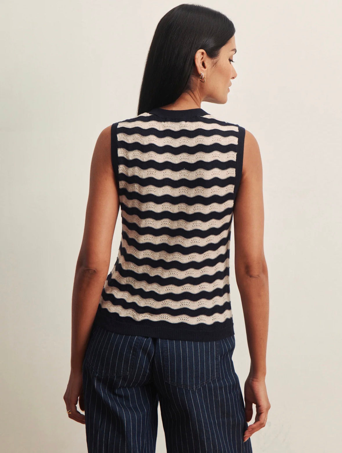 Sanctuary - Everyday Chevron Knit Shell in Inkstorm/Dark Opal