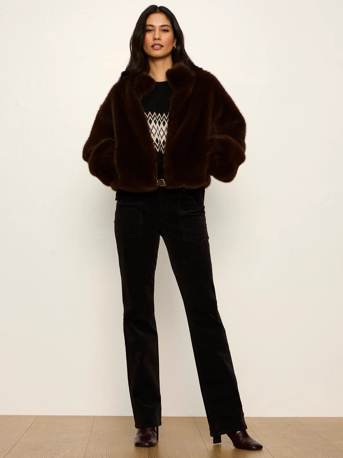 Sanctuary - Everest Fur Bomber in Espresso Martini