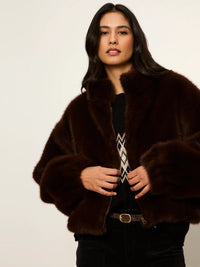 Sanctuary - Everest Fur Bomber in Espresso Martini