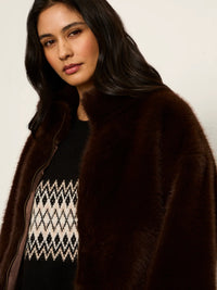 Sanctuary - Everest Fur Bomber in Espresso Martini