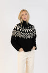 Lyla & Luxe - Aggie Fair Crewneck Pullover in Black/White