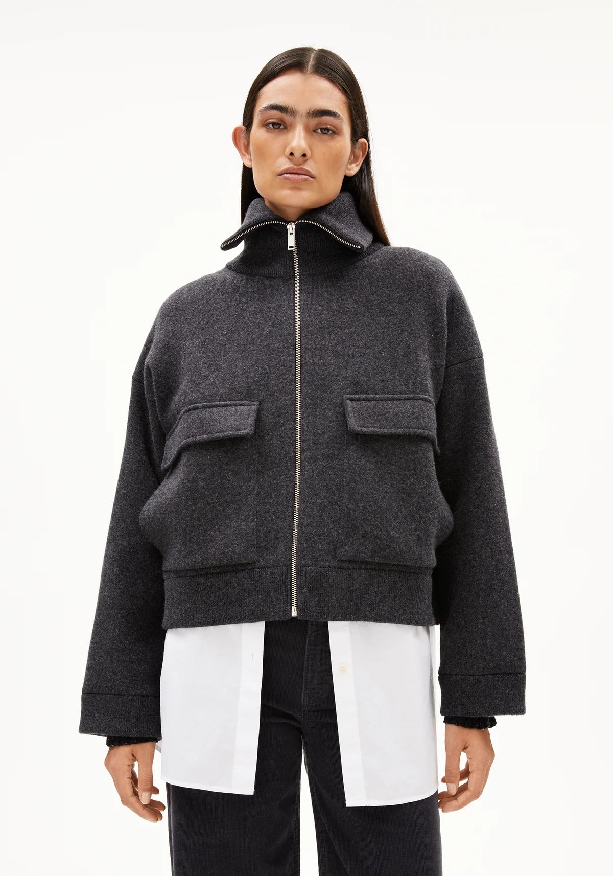 ArmedAngels - Joaniaas Knit Jacket in Steel Melange