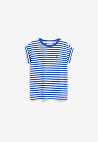 ArmedAngels - Idaara Stripes T-Shirt in White-Dynamo Blue