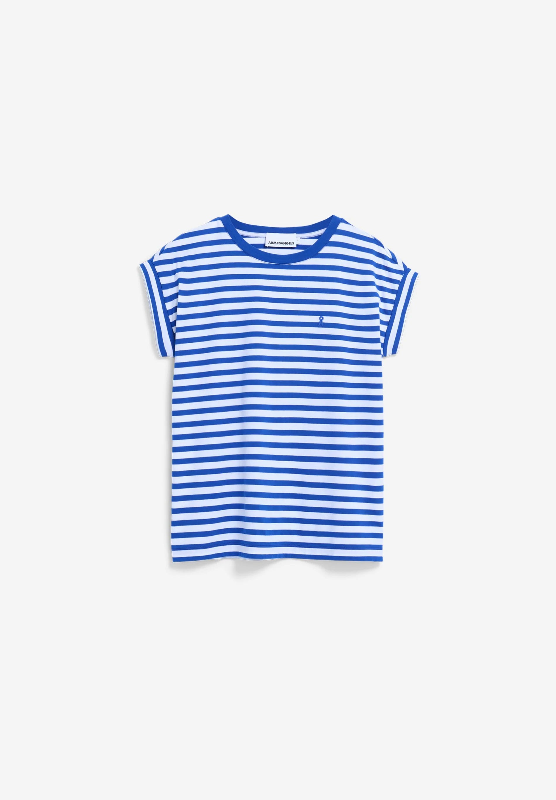 ArmedAngels - Idaara Stripes T-Shirt in White-Dynamo Blue
