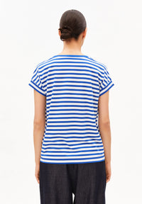 ArmedAngels - Idaara Stripes T-Shirt in White-Dynamo Blue