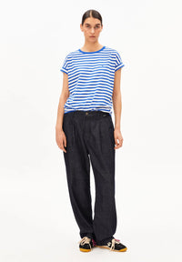 ArmedAngels - Idaara Stripes T-Shirt in White-Dynamo Blue