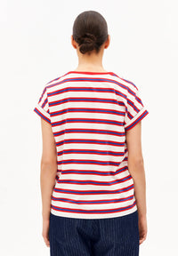 ArmedAngels - Idaara Stripes T-Shirt in Light Oatmilk-Mars Red-Dynamo Blue
