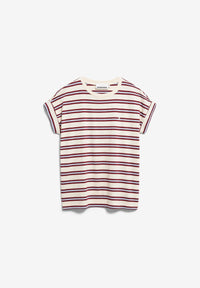 ArmedAngels - Idaara Stripe T-Shirt in Velvet Red/Soft Blue