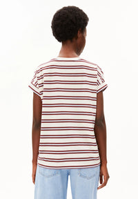 ArmedAngels - Idaara Stripe T-Shirt in Velvet Red/Soft Blue