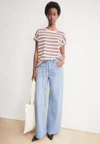 ArmedAngels - Idaara Stripe T-Shirt in Velvet Red/Soft Blue