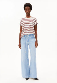 ArmedAngels - Idaara Stripe T-Shirt in Velvet Red/Soft Blue