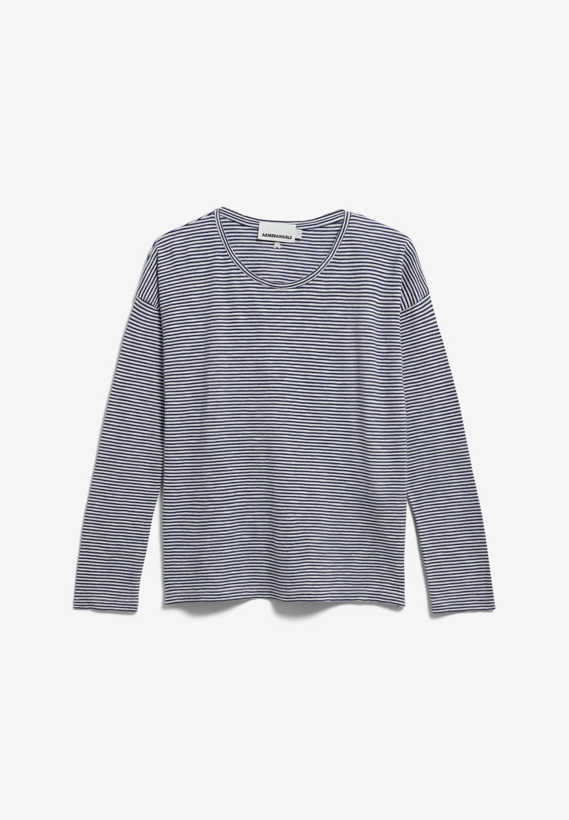 ArmedAngels - Xianaa Stripes Longsleeve Top in Oatmilk/Blue Noon