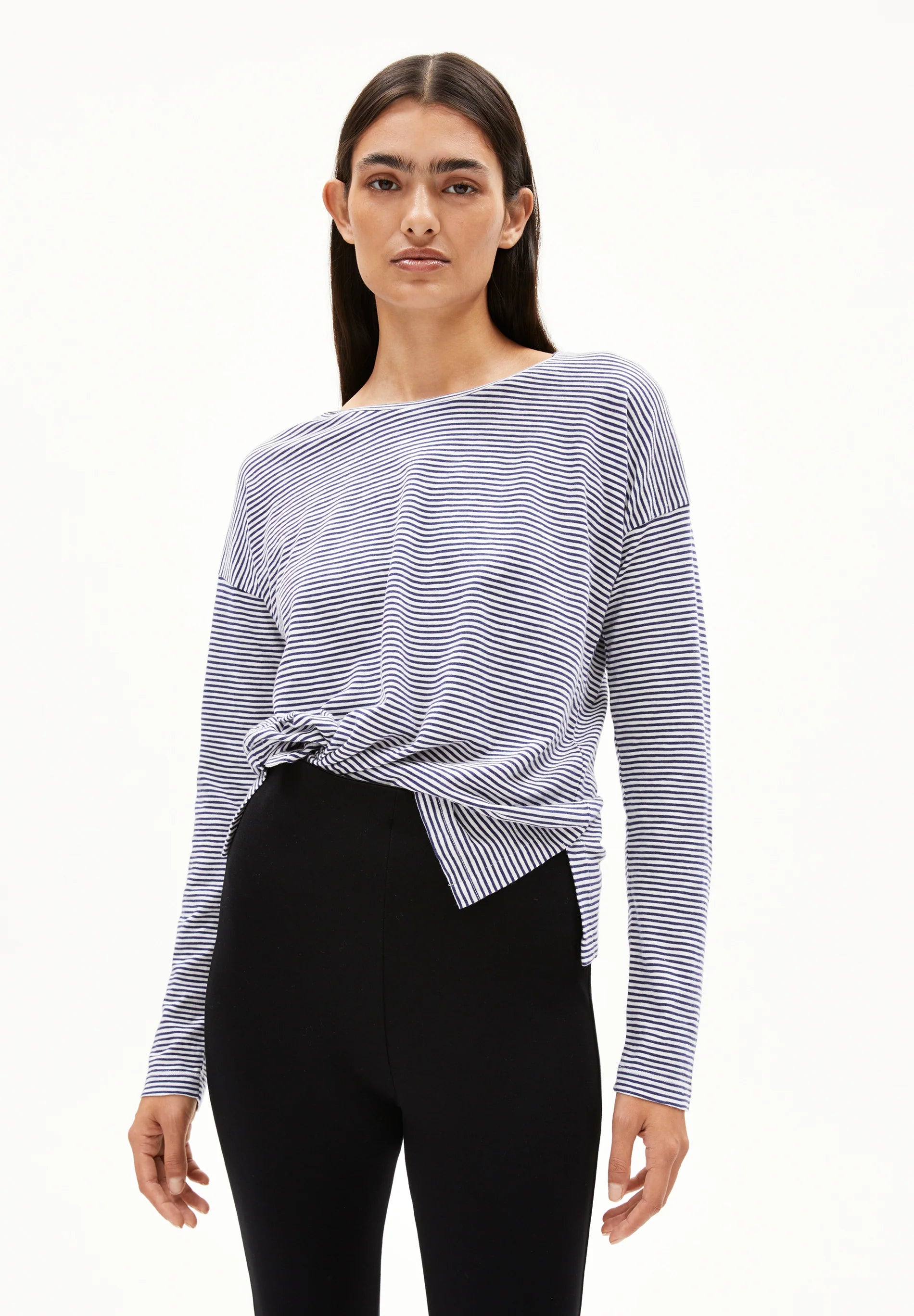 ArmedAngels - Xianaa Stripes Longsleeve Top in Oatmilk/Blue Noon