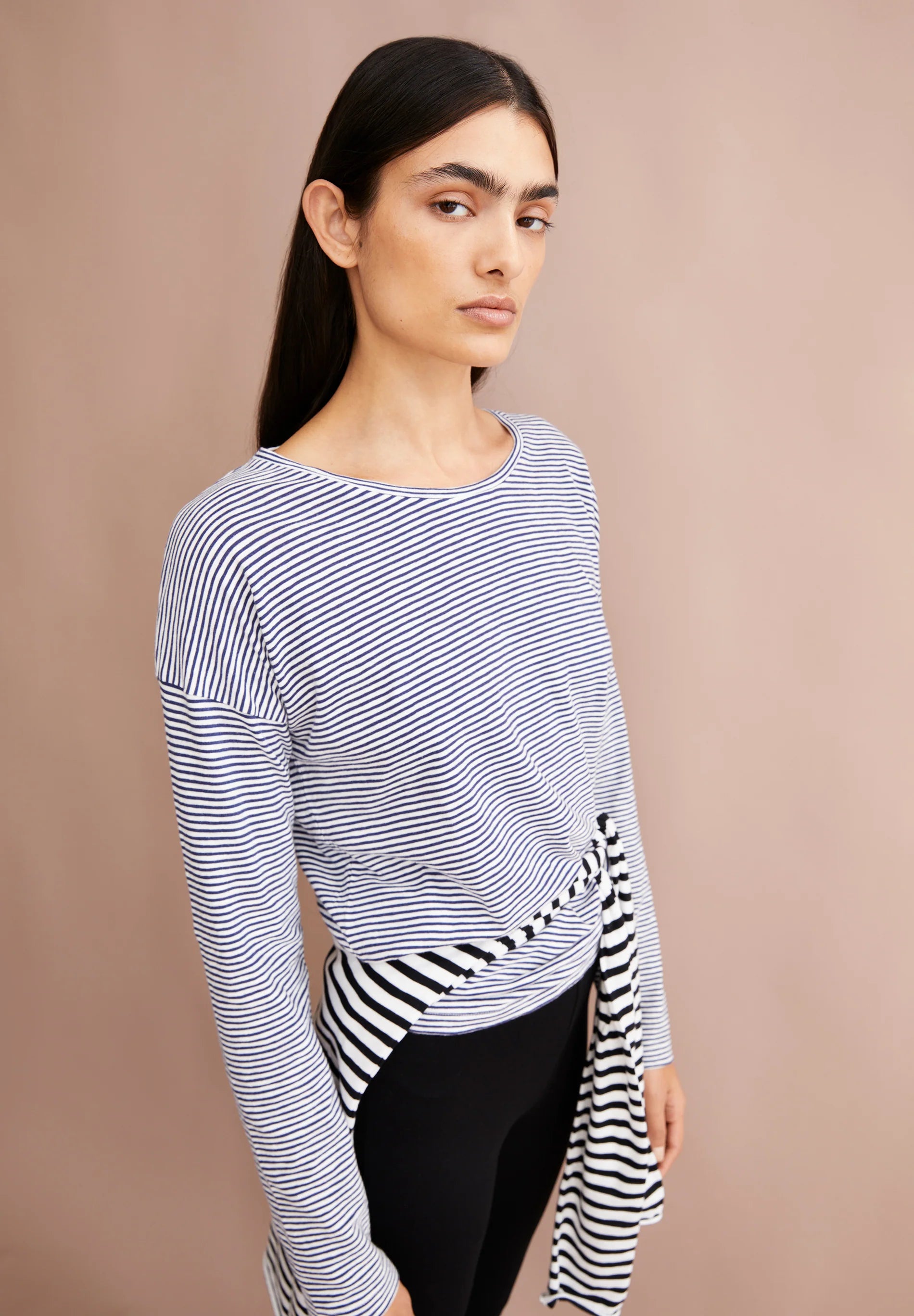 ArmedAngels - Xianaa Stripes Longsleeve Top in Oatmilk/Blue Noon