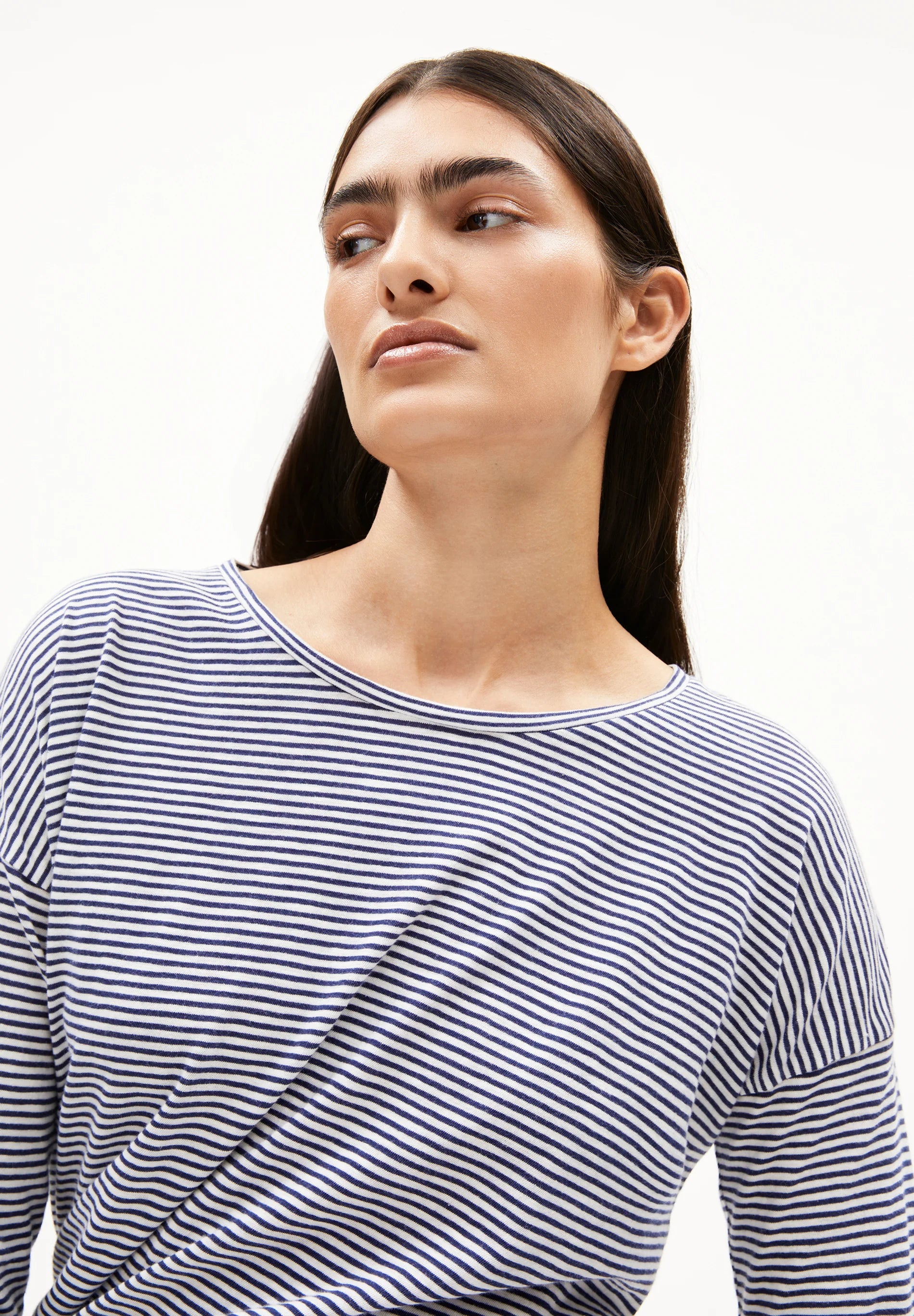 ArmedAngels - Xianaa Stripes Longsleeve Top in Oatmilk/Blue Noon