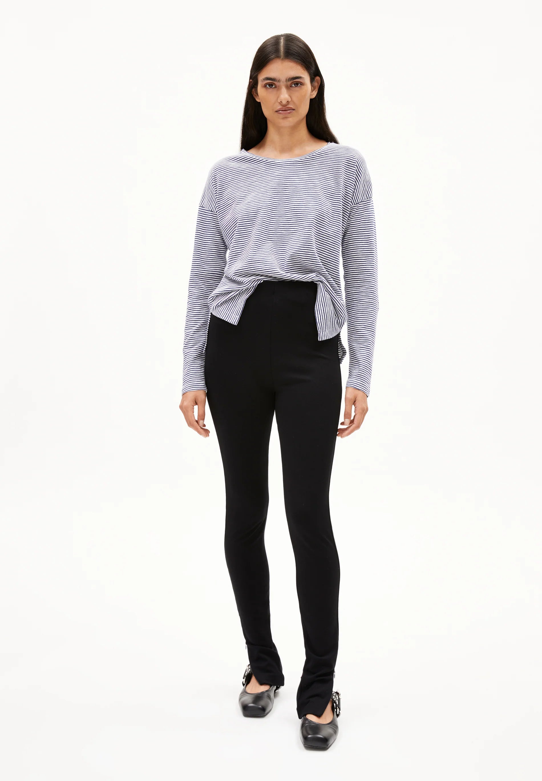 ArmedAngels - Xianaa Stripes Longsleeve Top in Oatmilk/Blue Noon