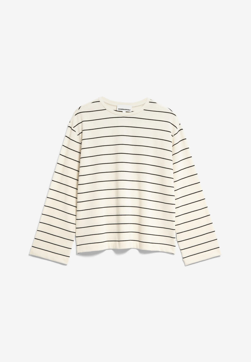ArmedAngels - Marynaa Fine Stripe Long Sleeve Shirt in Oatmilk/Black