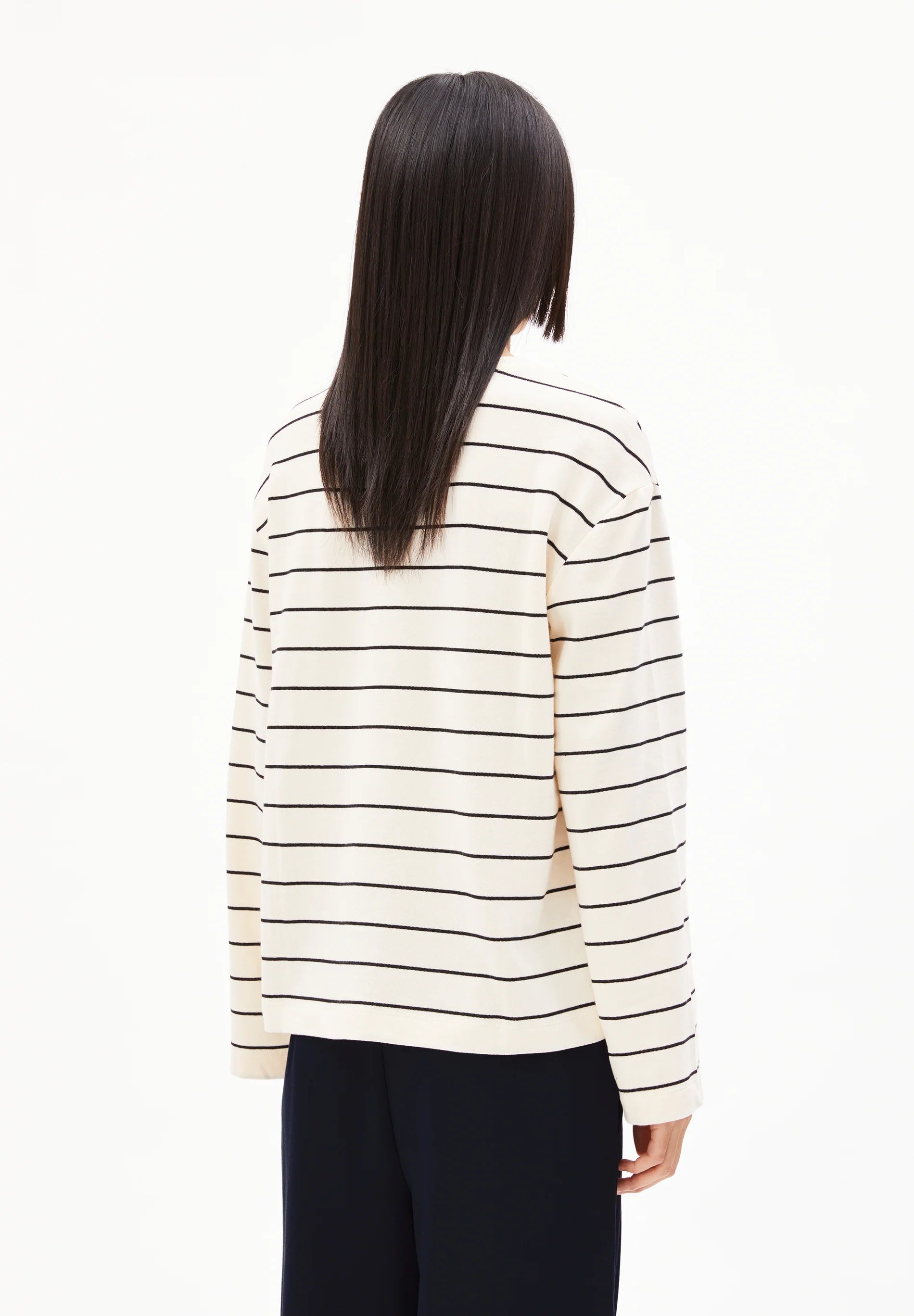 ArmedAngels - Marynaa Fine Stripe Long Sleeve Shirt in Oatmilk/Black